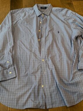 Polo by Ralph Lauren Blue and White Checked Dress Shirt